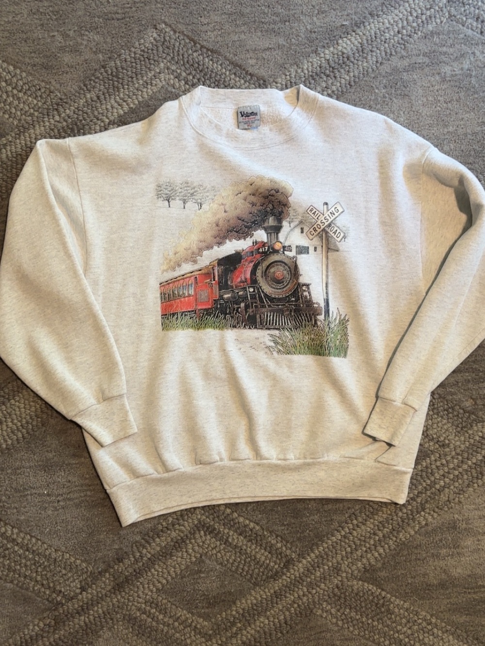 Vintage Train Graphic Crewneck Sweatshirt Unisex size XL